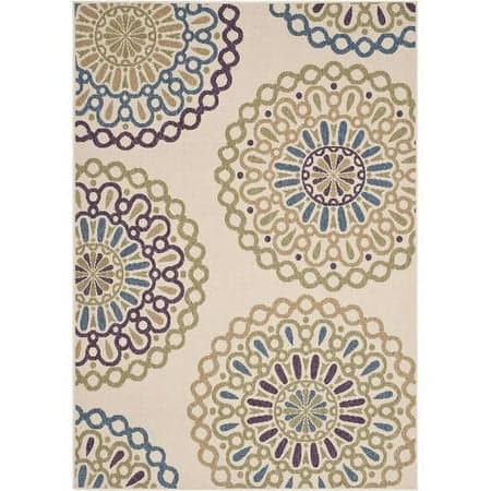 SAFAVIEH Veranda Axum Geometric Indoor/Outdoor Area Rug, 8' x 11'2", Cream/Green