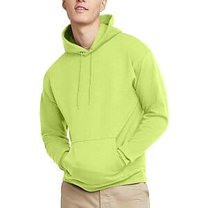 Men's Hanes EcoSmart Fleece Hooded Sweatshirt (Safety Green) $8.60 or Less