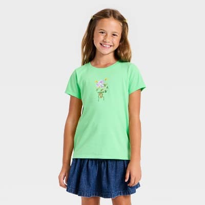 Girls' Short Sleeve St. Patrick's Day 'Floral' Graphic T-Shirt - Cat & Jack™ Lime Green XS