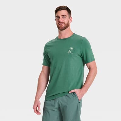 Men's Cotton Graphic T-Shirt - All In Motion™ Pine Green L