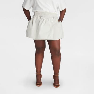 KBB by KAHLANA Women's Mini 'The Asym Boxer Skirt' - Blue Striped XXL