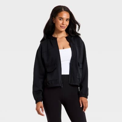 Women's Airy Sleek Full Zip Scuba Hooded Jacket - All in Motion™ Black XXL