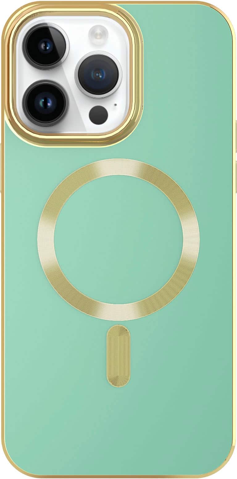AMPD - Gold Bumper Soft Case with MagSafe for Apple iPhone 14 Pro Max - Light Green