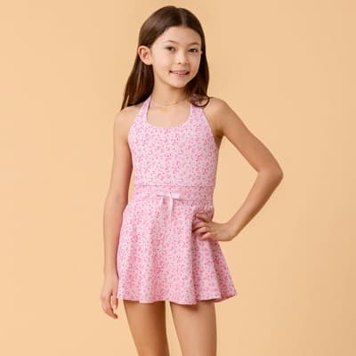 Blogilates Girls' Mommy & Me Game Set Match Dress - Pink Floral Print L