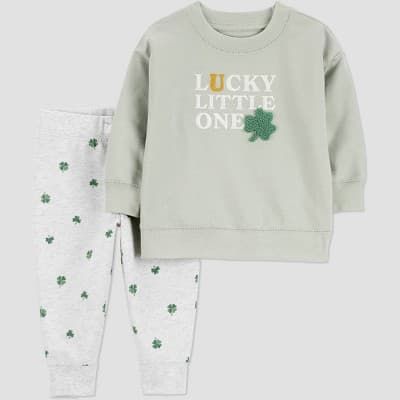 Carter's Just One You® Baby 2pc St. Patrick's Day Lucky Little One Sweatshirt and Jogger Pants Set - Green 18M