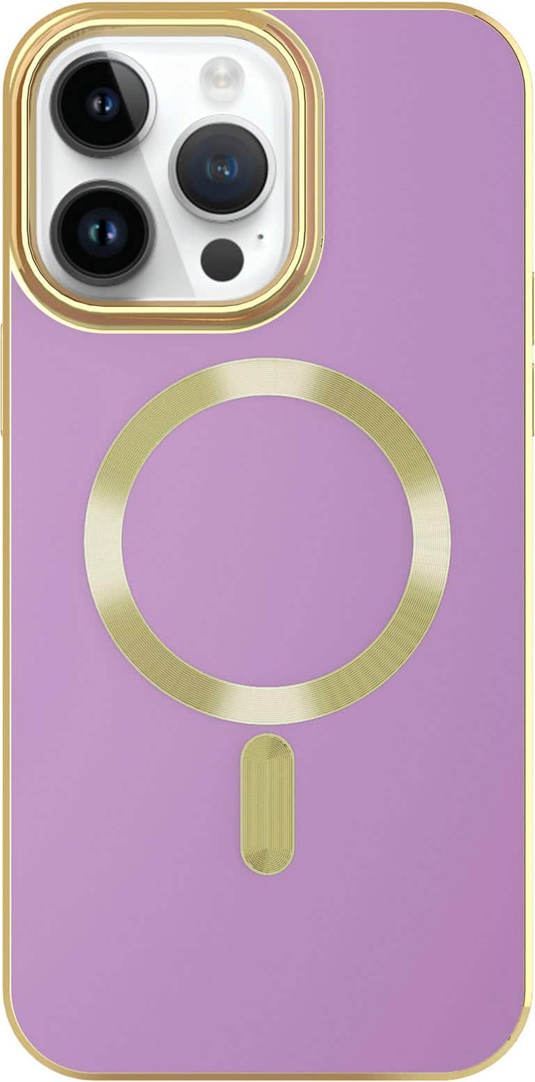 AMPD - Gold Bumper Soft Case with MagSafe for Apple iPhone 14 Pro Max - Lilac Purple