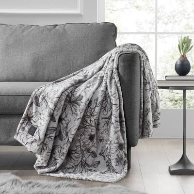 Brookstone Heated Printed Plush Throw Floral