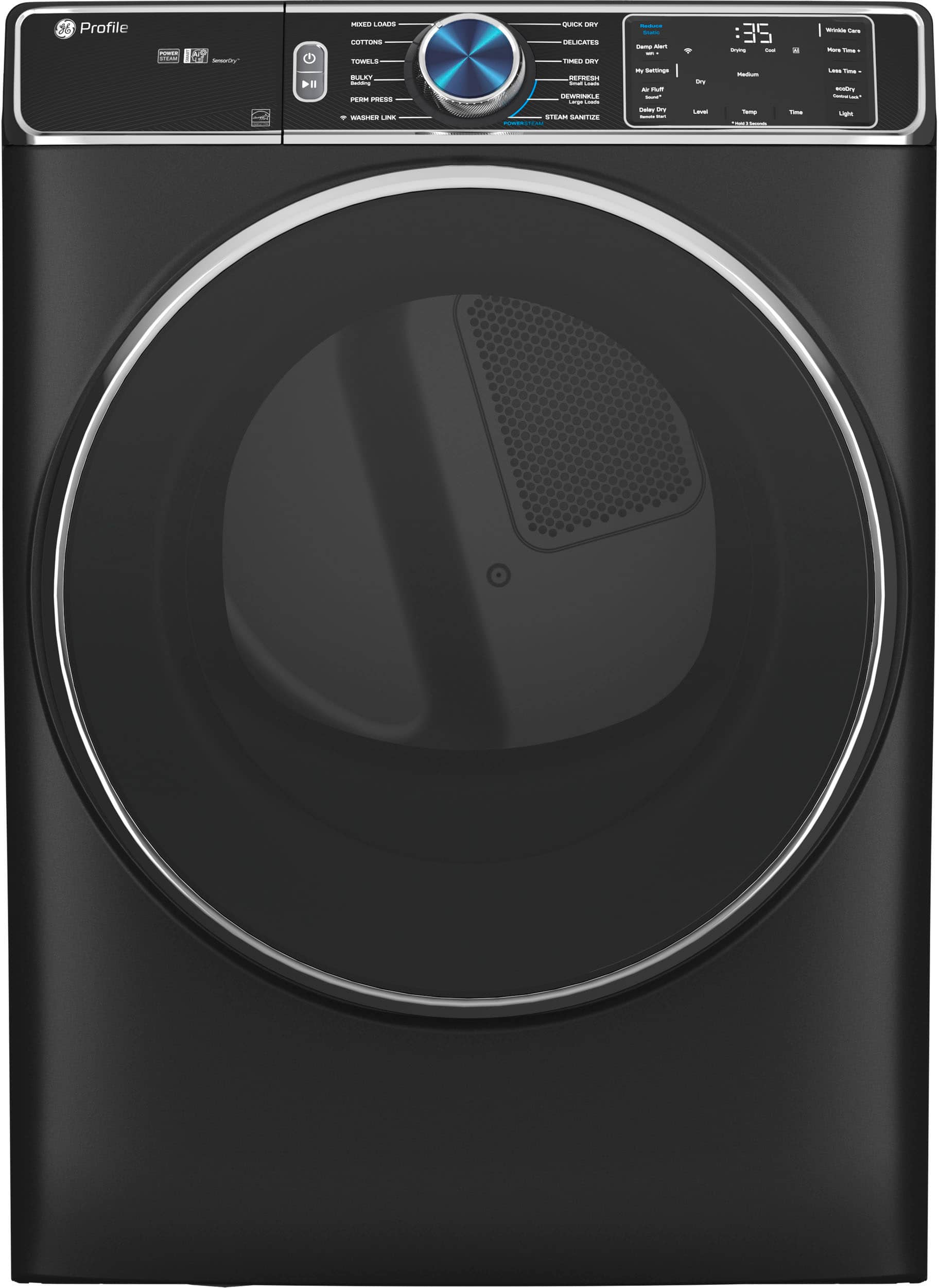 GE Profile - 7.8 Cu. Ft. Stackable Smart Front Load Electric Dryer with Steam and Sanitize Cycle and Washer Link - Carbon Graphite