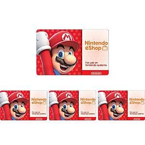 Save 71% on 4-Pack Nintendo eShop Gift Cards