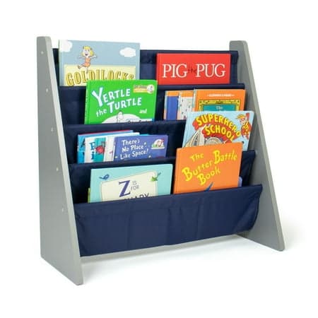 Humble Crew Kids Newport Bookshelf 4 Tier Book Storage, Grey/Navy