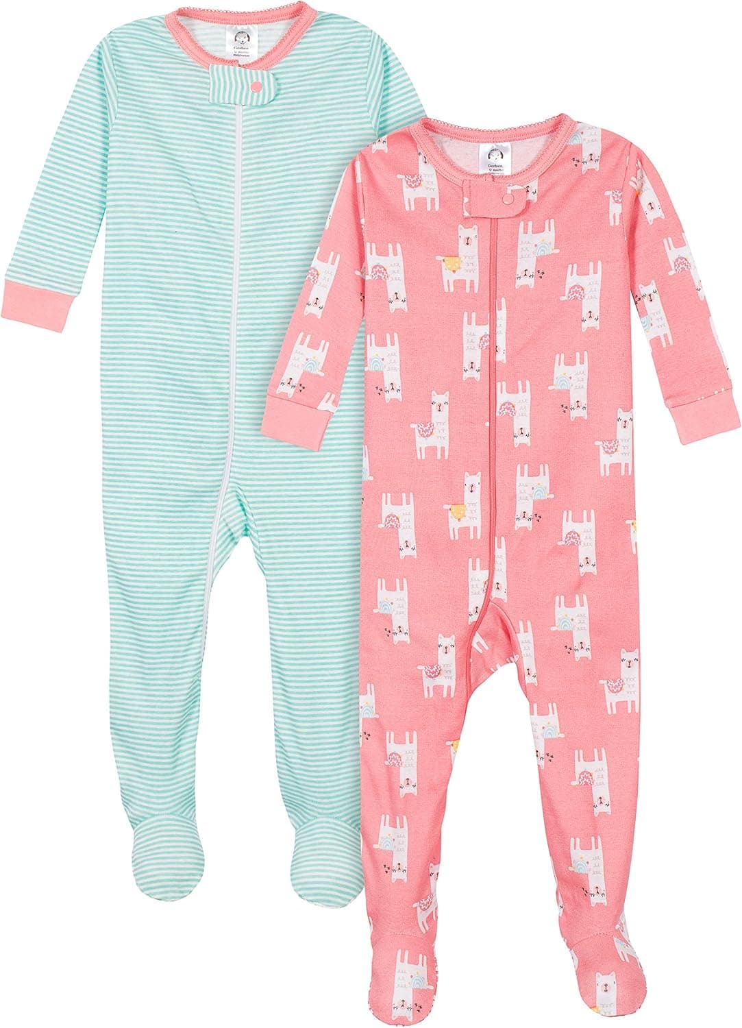 Cozy Llama Pajamas: Gerber Baby Girls 2-Pack Footed Sleepwear