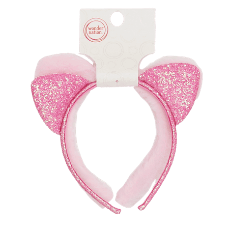 Wonder Nation Girls Cat Ear Headbands, 2-Piece, Pink