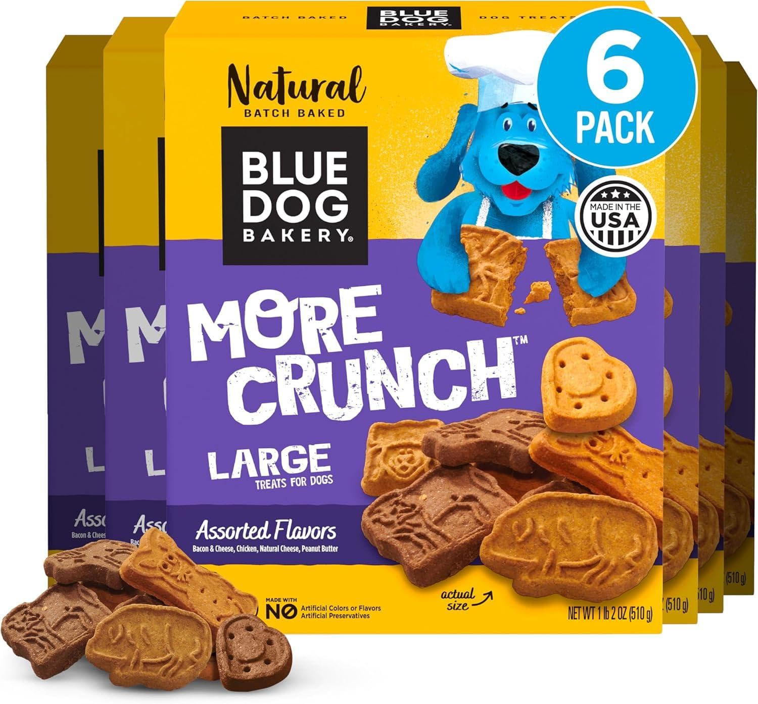 6-Pack 18oz Blue Dog Bakery More Crunch Large Dog Treats