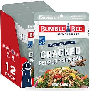 Bumble Bee Cracked Pepper & Sea Salt Tuna Pouches - Savory Snack