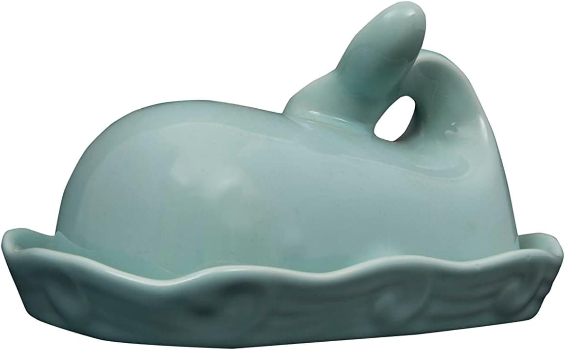 Whale-Shaped Butter Dish in Aqua Blue