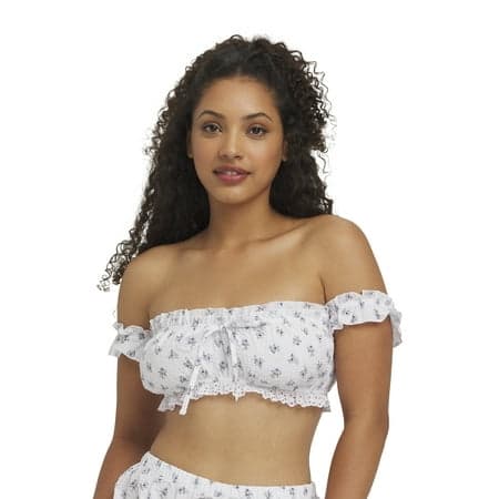 Mills by Millie Bobby Brown Women's Seersucker Off Shoulder Crop Top, Sizes XS-XXXL