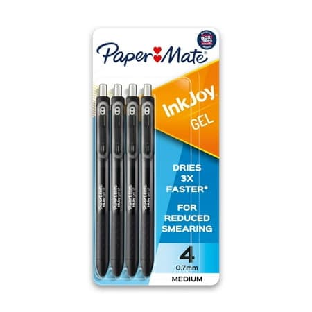 Paper Mate InkJoy Gel Pens, Medium Point, Black, 4 Pack