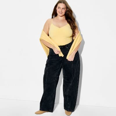 Women's Ruched ButterBliss V-Neck Cami - Wild Fable™ Light Yellow XXL