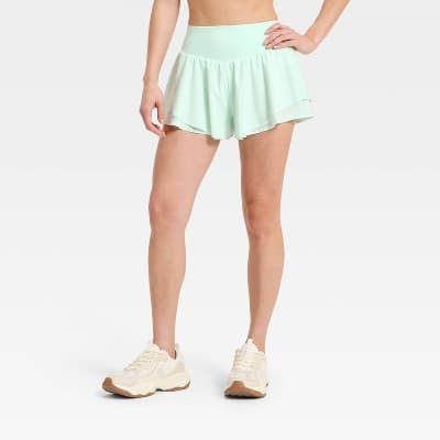 Women's Woven Ultra Light Active Light High-Rise Dance Shorts - All In Motion™ Mint Green XXL