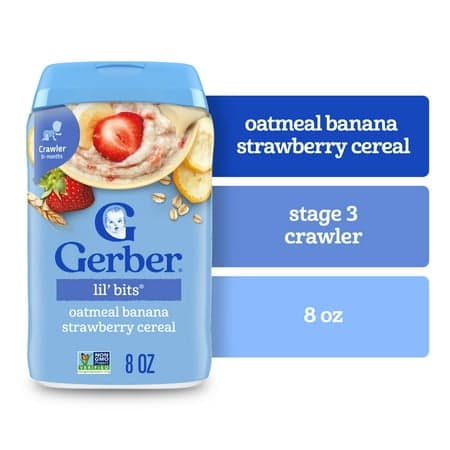 Gerber Stage 3 Baby Food, Oatmeal Banana Strawberry Cereal, Baby Oatmeal Cereal 8 oz