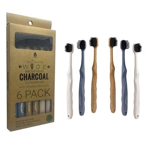 6-Pack Pursonic Wide Brush Head Charcoal Toothbrushes Amazon