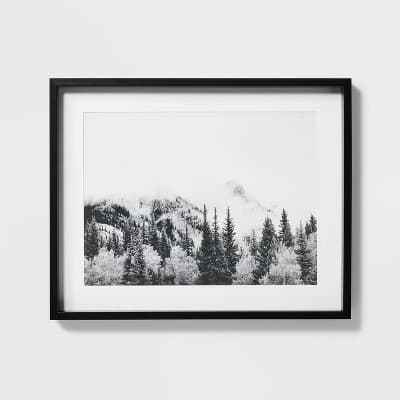 30"x24" Foggy Mountains Framed Wall Art - Threshold™ designed with Studio McGee: Modern Decor, Black Frame, Landscape Print