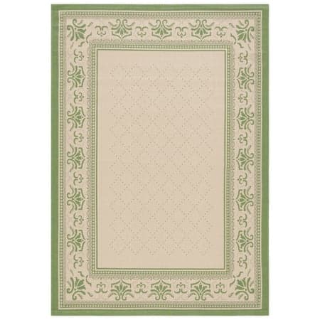 SAFAVIEH Courtyard Eva Traditional Indoor/Outdoor Area Rug, 5'3" x 7'7", Natural/Olive