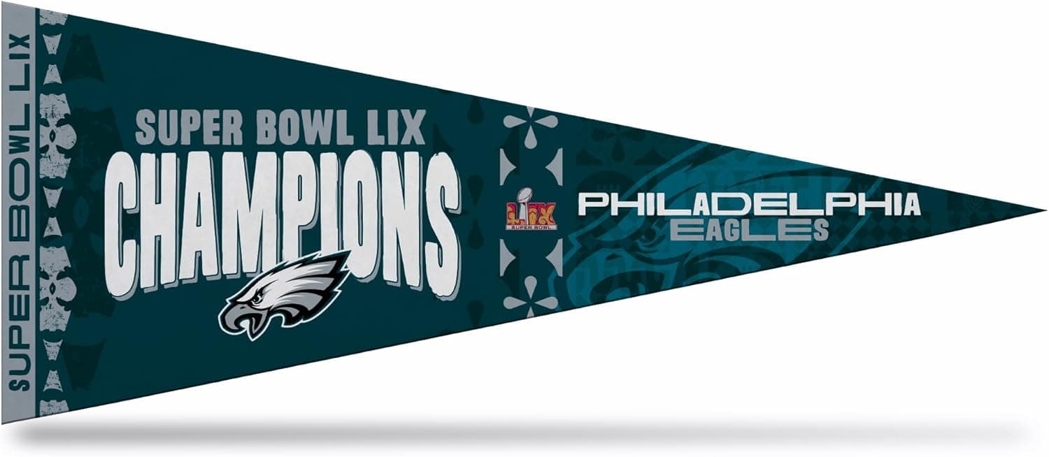 Rico Industries NFL Football Philadelphia Eagles 2025 Super Bowl Champs 12" x 30" Felt Wall Décor Pennant - Great for Home/Bed Room/Man Cave Décor