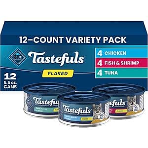 Select Accts: 12-Pk 5.5oz Blue Buffalo Tastefuls Flaked Wet Cat Food (Variety Pack) $6.75 w/ S&S