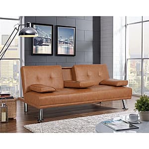 Renwick Luxury Faux Leather Futon - Modern Style, Great Value