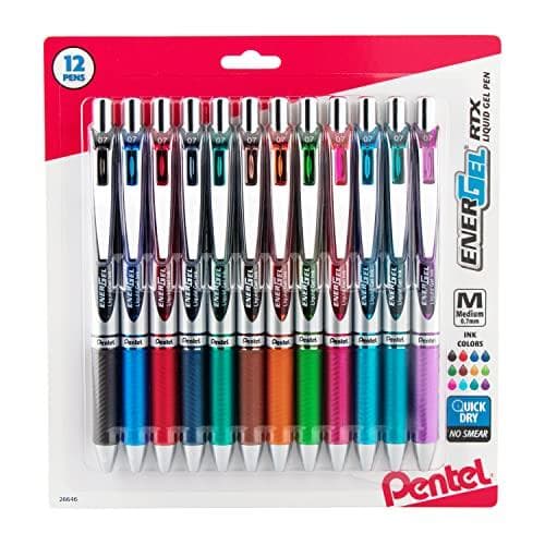 12-Pack Pentel EnerGel RTX Retractable Liquid Gel Pens