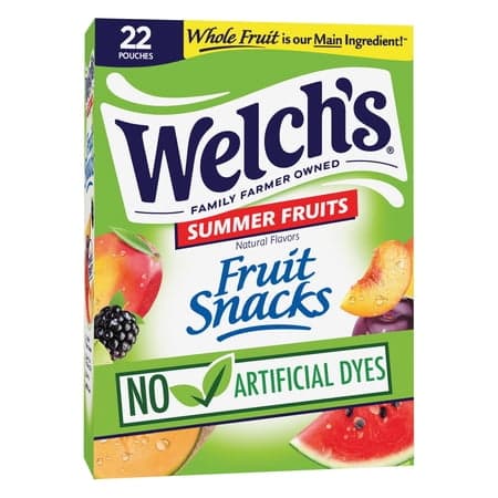 Welch's Fruit Snacks Gluten-Free Summer Fruits Soft Fruit Snacks, .8 oz, 22 Count