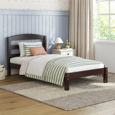 Better Homes & Gardens Leighton Kids Twin Size Bed, Wood Platform Bed Frame, Espresso