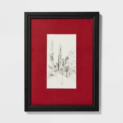 18" x 24" Vintage City Sketch Framed Wall Art - Threshold™ designed with Studio McGee: Modern Cityscape Lithograph, Brown Frame