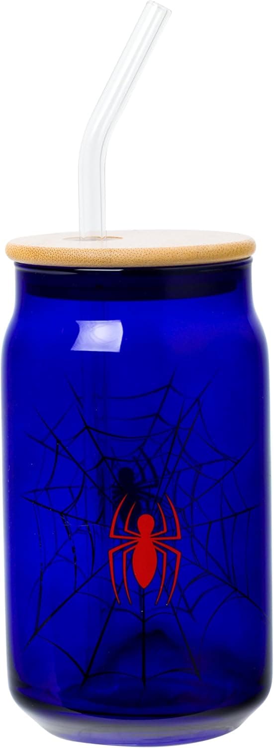 Marvel Spider-Man Spidey Spider Web Logo Glass Jar Tumbler