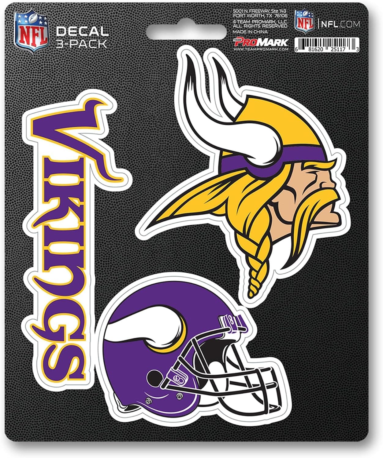 3-Pack NFL Minnesota Vikings Team Decals - Vibrant Purple