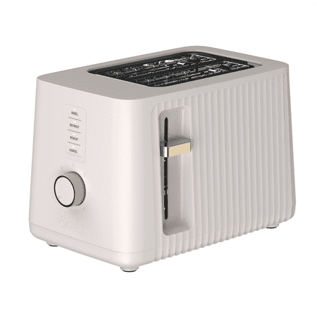 Thyme & Table 2-Slice Toaster, Extra-Wide Slots with Removable Crumb Tray, Sand White