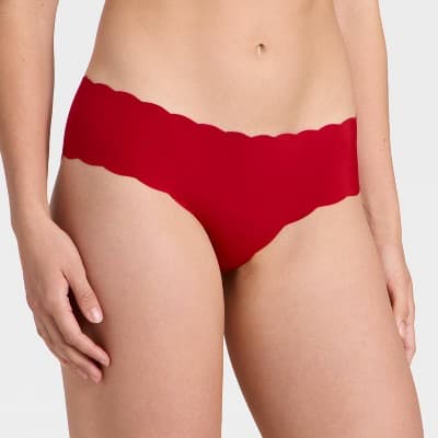 Women's Scallop Cut Cheeky Underwear - Auden™ Red XS