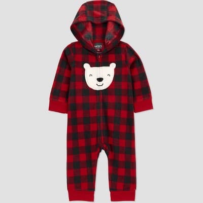 Carter's Just One You® Baby Bear Buffalo Check Jumpsuit - Red Newborn