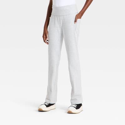 Girls' Cotton Balance Flare Leggings - All In Motion™ Heather Gray XS