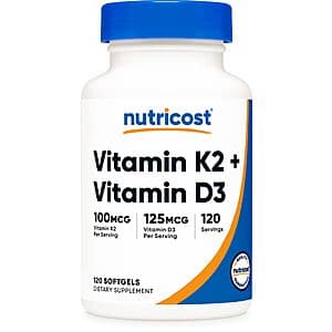 Vitamin D3 + K2 Softgels: 120-Count for $9 with Subscription