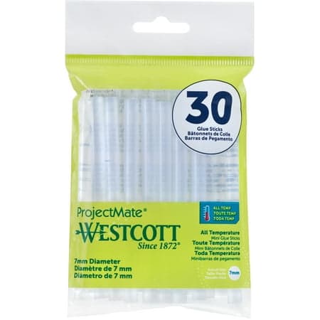 Westcott Premium Mini Glue Sticks, All-Temperature Hot Glue, 30-Count