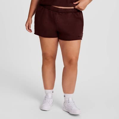 Champion Women's Vintage Wash Fleece Shorts -Maroon 1X