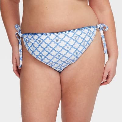 Women's Geo Trellis/Floral Vines Reversible Side-Tie Bikini Bottoms Blue - Roller Rabbit x Target 3X