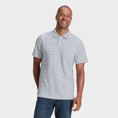 Men's Vintage Polo Shirt - Goodfellow & Co™ Off-White Striped S