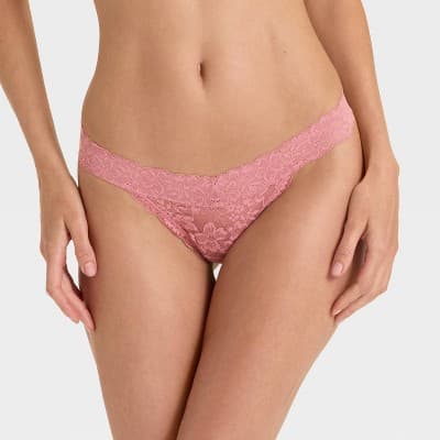 Women's Allover Lace Thong Underwear - Auden™ Mauve XL