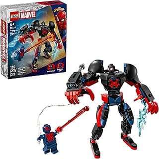 LEGO Marvel Miles Morales Mech vs. Spider-Man 2099 Building Toy for Boys & Girls - Poseable Super Hero Mech & 2 Marvel Minifigures for Kids & Fans, Ages 6+ - Gift Idea for Birthdays - 76337