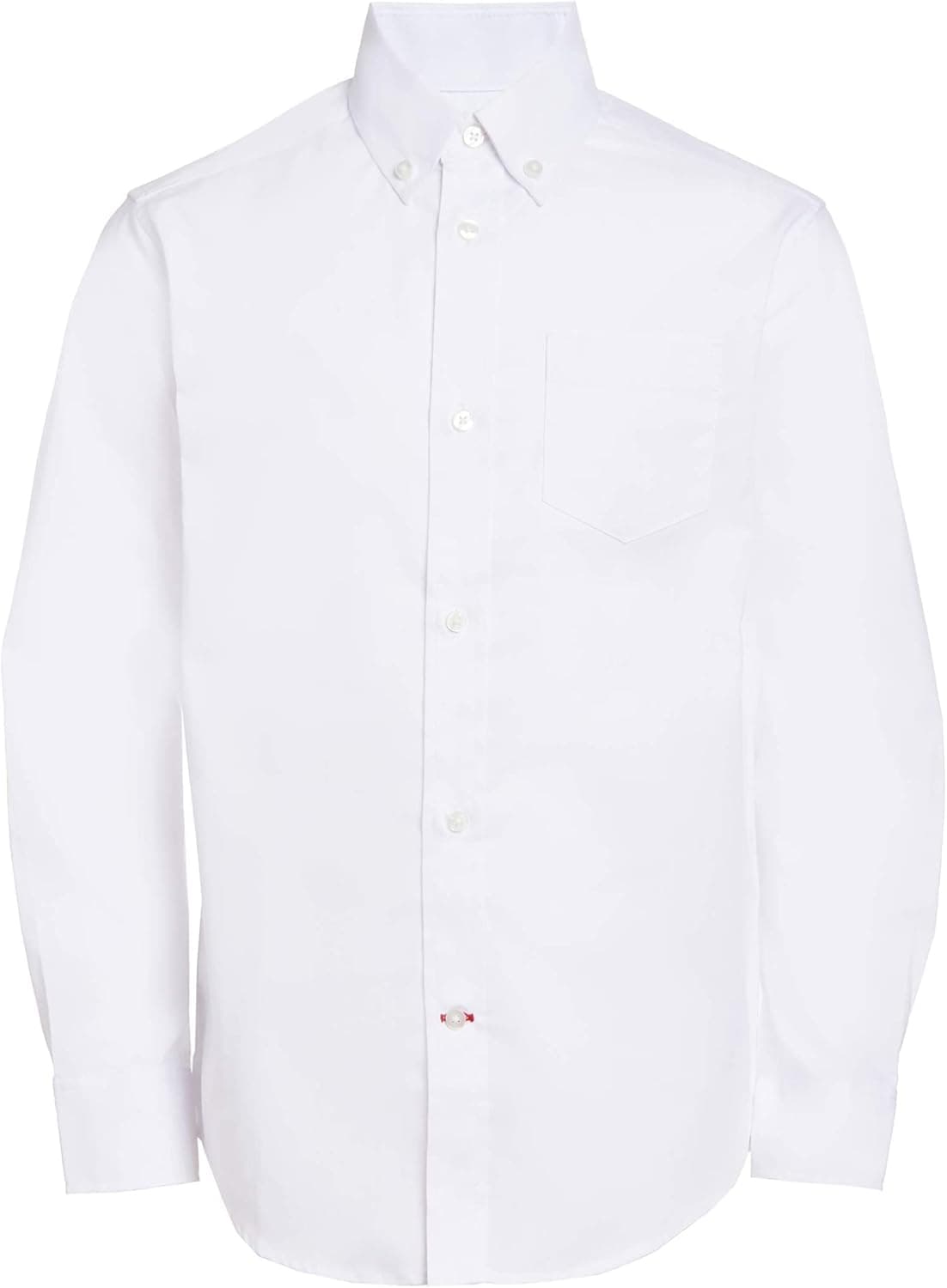 Tommy Hilfiger Boys' Oxford Long Sleeve Dress Shirt, Collared Button-Down with Chest Pocket, Regular Fit, White, 4