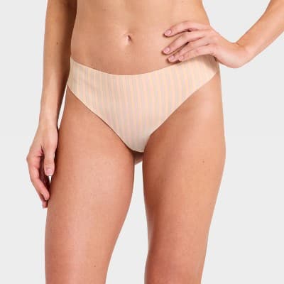 Women's Invisible Edge Thong Underwear - Auden™ Sand Stripe S