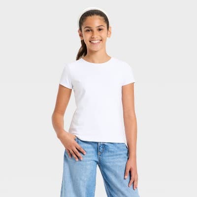 Girls' Short Sleeve Super Soft T-Shirt - art class™ White S